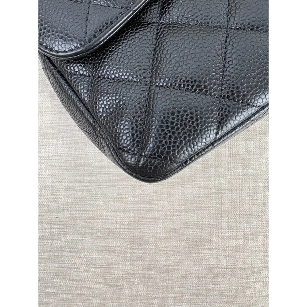 CHANEL Black Caviar Classic Double Flap Jumbo SHW